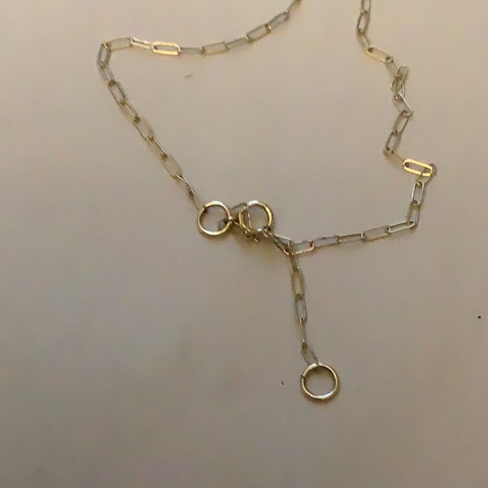 Silver Necklace with Blue geo Pendant 28 inch long - Picture 4 of 4